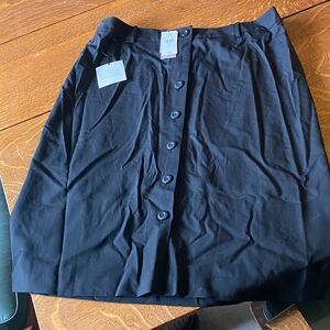 J. Jill Navy Button-Front A-Line Skirt plus size